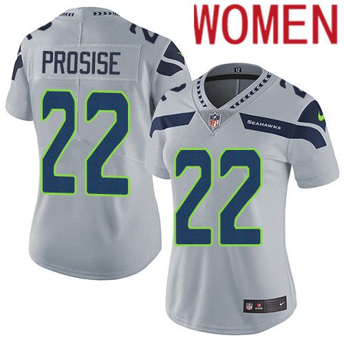 Women Seattle Seahawks #22 C. J. Prosise Nike Gray Vapor Limited NFL Jersey